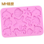 Judian 13-Cavity Marine Life Creative Chocolate Mold, Starfish and Shell Silicone Cake Decorating Tool - Image 3