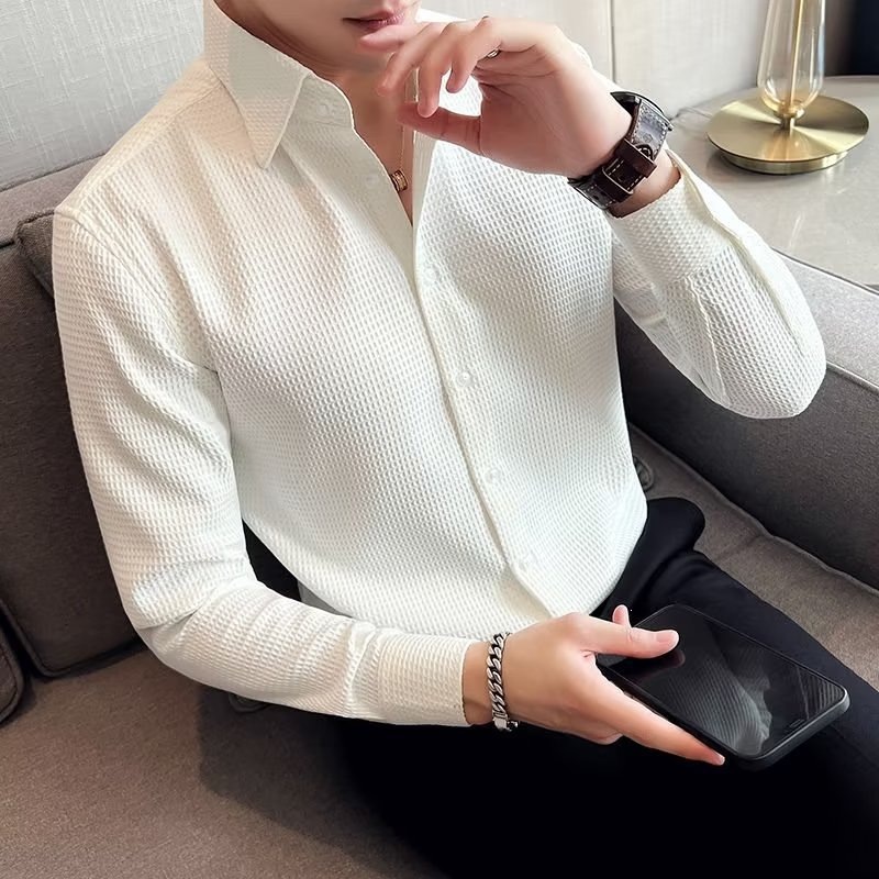 O1CN0175MQZf1twU575gC94_2219499975966-0-cib.jpg Men's Long-Sleeve Waffle Shirt - Image 1