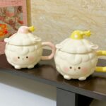 Ceramic Mug with Lid - Cute Cartoon Sheep Design, 350ml, Gift Option - Image 2