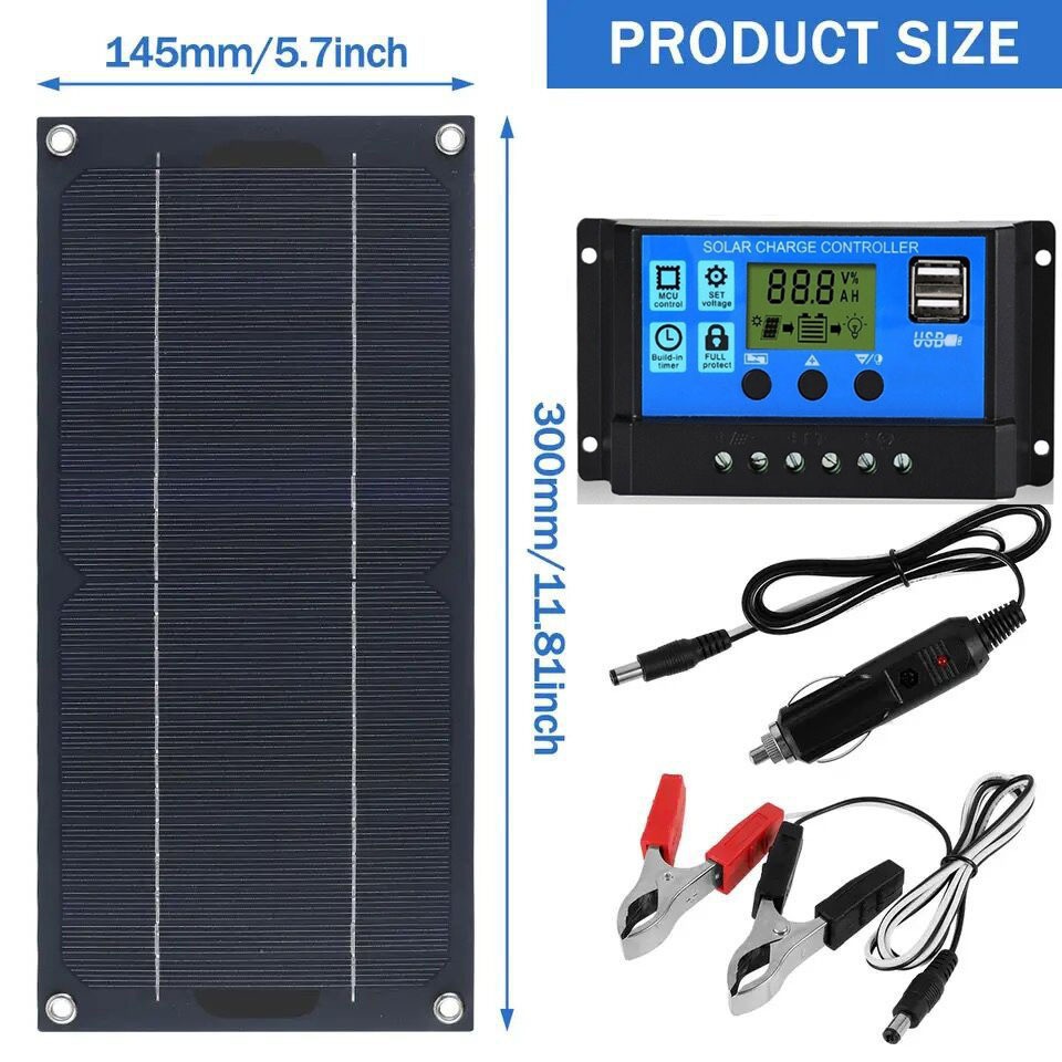 O1CN017B2JEK2G9ETp6auHt_4240468972-0-cib.jpg 6W 60W Monocrystalline Solar Panel Kit with 10A Controller for Car, RV, Caravan - Image 1