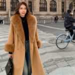 Camel With Fur Collar And Belt / XL (120 140 Lbs