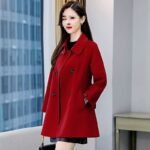 Women's Double-Breasted Mid-Length Wool Coat - Image 3