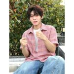 Men's Plaid Patchwork Short Sleeve Shirt - Image 3