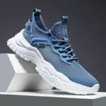 Men's Breathable Lightweight White Mesh Casual Sneakers - Image 2