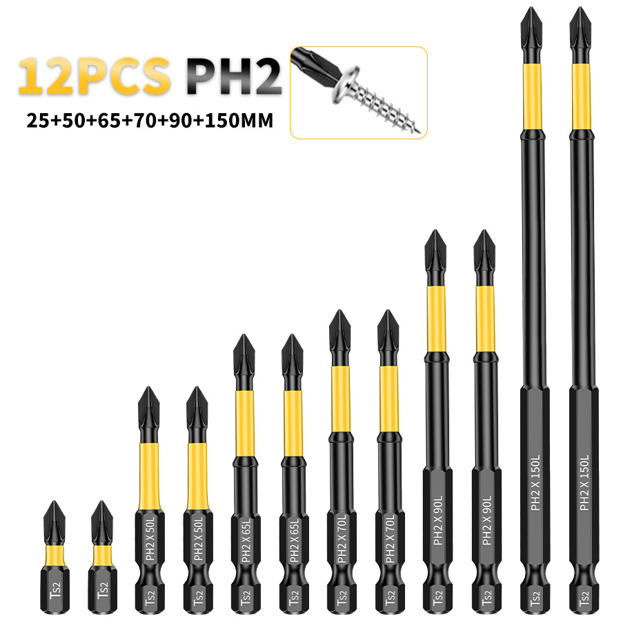 O1CN01H6FN7z2BgbJSnrTv9_4118508368-0-cib.jpg PH2 Magnetic Impact Screwdriver Bit Set - 6/12 Piece - Image 1