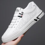 Men's Embossed White Casual Sneakers - Image 3