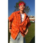 Orange Plaid Short Sleeve Shirt