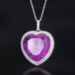 Large Heart Gemstone Pendant Necklace - Image 3