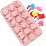 Judian 18-Cavity Flower Silicone Chocolate Mold, Cold Process Soap Mold, DIY Candy and Fudge Mold