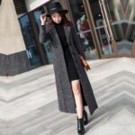 Women's Long Plaid Wool Coat - Image 4