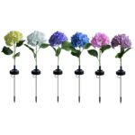 Solar Hydrangea Flower Garden Stake Light - Image 3
