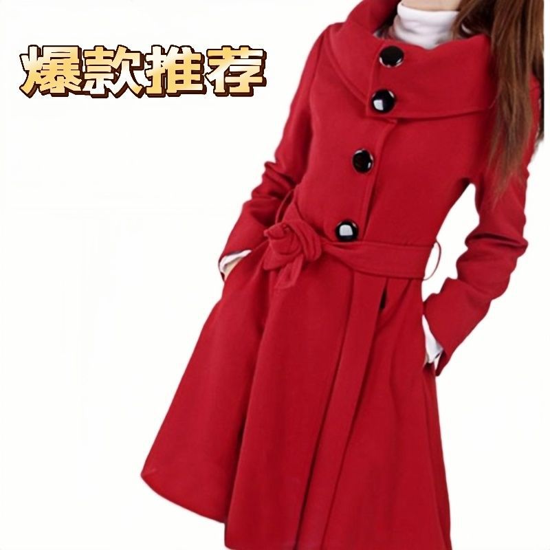 O1CN01N8xk2327bmkQX1JdW_2215819917816-0-cib.jpg Women's Long Slim-Fit Wool Blend Coat - Image 1
