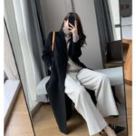 Women's Black Slim-Fit Wool Coat - Image 3