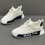 Men's Breathable Height-Increasing White Mesh Running Sneakers