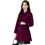Women's Double-Breasted Mid-Length Wool Coat - Image 5