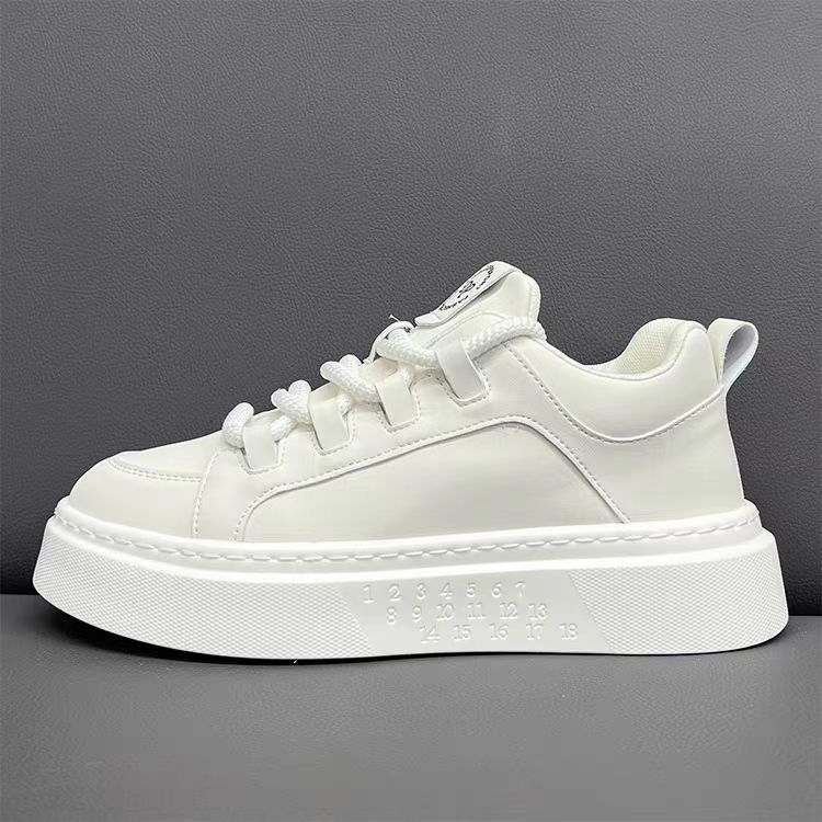 O1CN01RfHICZ2DEK5r5oFiE_2218663908577-0-cib.jpg Men's Thick-Sole White PU Leather Casual Sneakers - Image 1