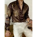 Men's Digital Print Long-Sleeve V-Neck Shirt - Image 3