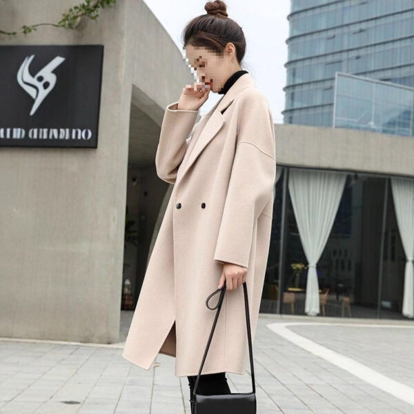 Women's Cocoon-Shape Mid-Length Wool Coat