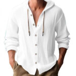 Men's Hooded Linen Blend Long Sleeve T-Shirt - Image 4
