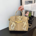 Vintage Snake Print Kelly Bag