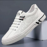 Men's Embossed White Casual Sneakers