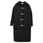 Women's Hooded Horn-Button Wool Coat - Image 5