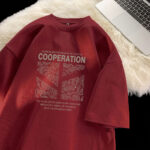 Wine Red Cotton Short Sleeve 5006 / XXXL