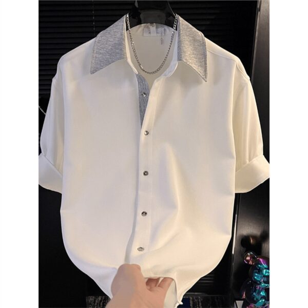 Men's Contrast Collar Short Sleeve Shirt