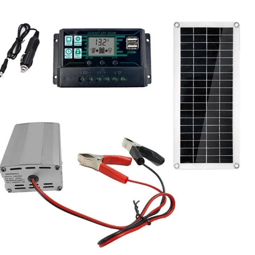 O1CN01iujer91bbiz4alYOs_6000000003484-0-cib.jpg Solar Panel Kit with Controller & 200W Inverter - Image 1