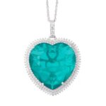 Large Heart Gemstone Pendant Necklace - Image 9