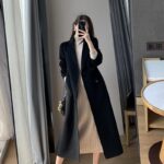 Women's Black Slim-Fit Wool Coat - Image 6