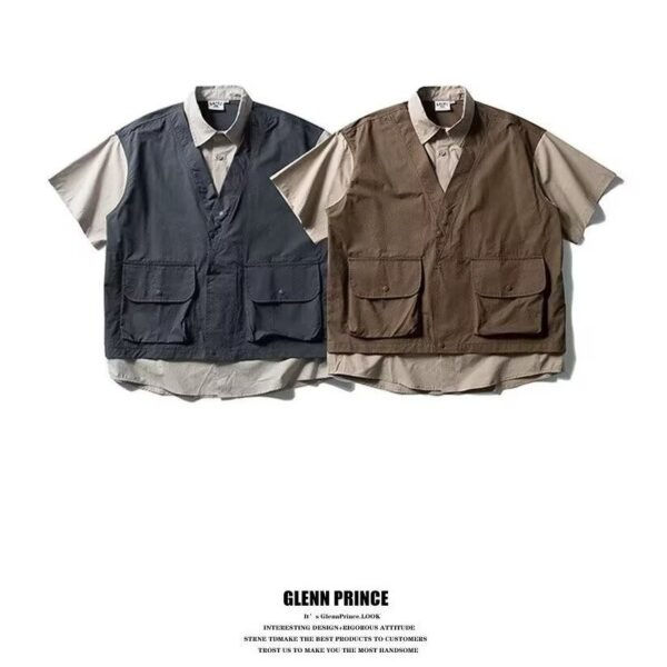 Men's Two-Piece Stitching Short Sleeve Shirt