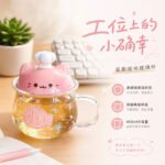 Cat Chef Glass Cup with Lid and Handle - Image 3