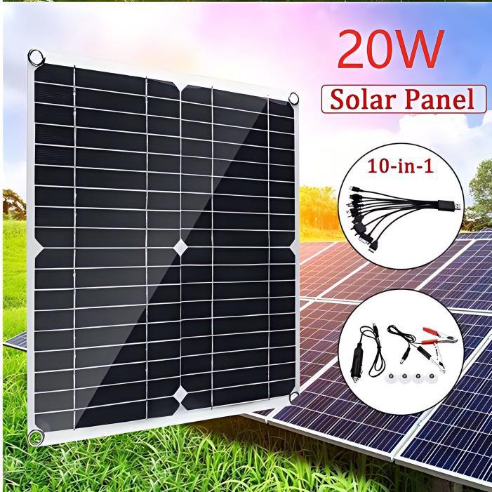 O1CN01sgHGkq2G9EdVDW12E_4240468972-0-cib.jpg Monocrystalline 20W Solar Panel with Dual USB 18V/5V and Controller - Image 1
