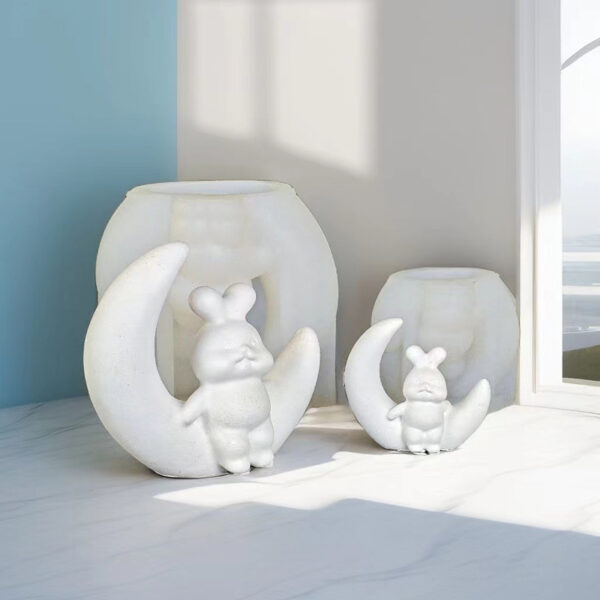 Cute Moon Rabbit Silicone Candle Mold DIY Creative Crescent Rabbit Decoration Plaster Mold