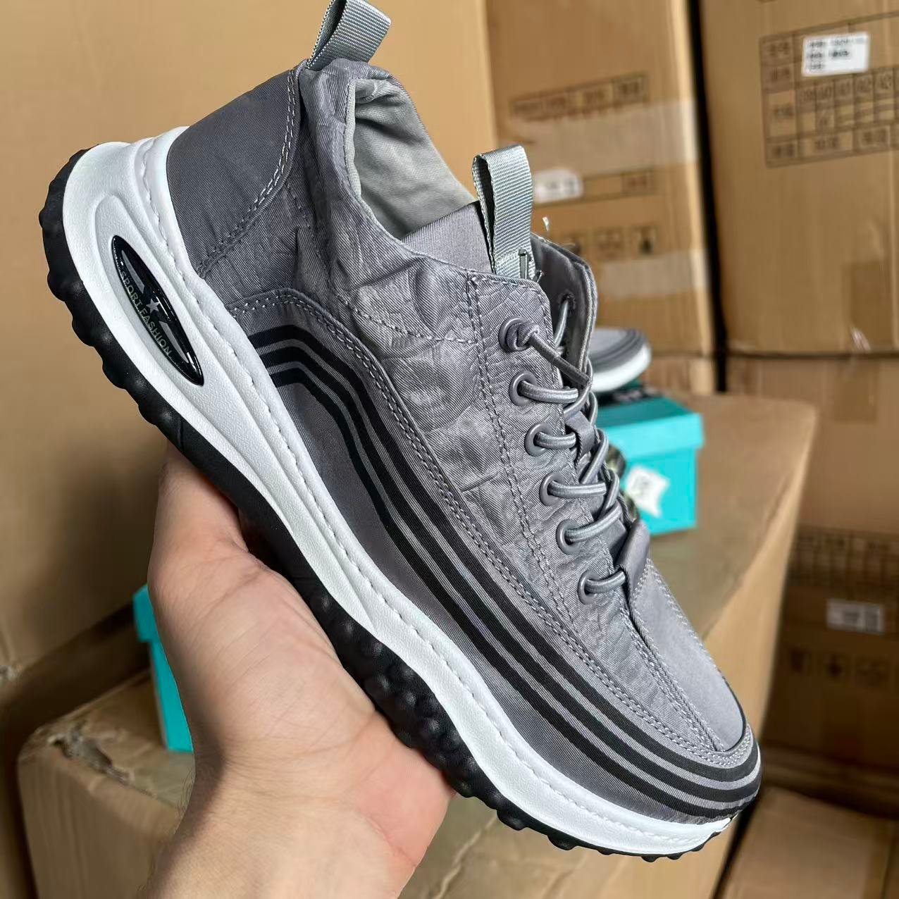 R13-mens-gray-casual-sneakers Men's Gray Casual Sneakers - Sizes 40-44 - Image 1