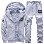Men's Winter Fleece-Lined Thick Hooded Tracksuit Set - Image 2