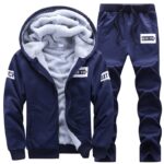 Men's Winter Fleece-Lined Thick Hooded Tracksuit Set - Image 5