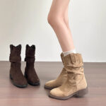 Women's Retro Suede Western Cowboy Boots - Image 2