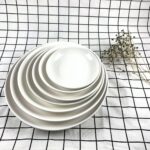 Pure White Ceramic Fruit Plate and Rice Plate Collection