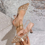 Rhinestone Stiletto Heel Pointed-Toe Mules - Image 2