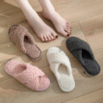 Women's Cross-Belt Plush Home Slippers
