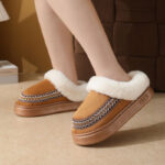 Lace-Trim Fleece-Lined Indoor Slippers - Image 3