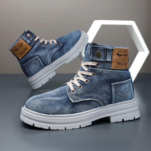 High-Top Denim Canvas Martin Boots