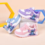 Girls' Cartoon Stitch Sneakers – Soft Sole Non-Slip Velcro Shoes (2026 Autumn)