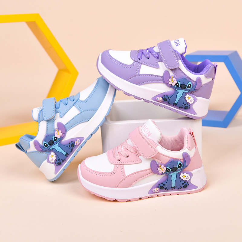 O1CN01G94Eb1KcKCF1chua_2512038996-0-cib.jpg Girls' Cartoon Stitch Sneakers – Soft Sole Non-Slip Velcro Shoes (2026 Autumn) - Image 1