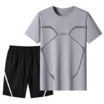 Men's Summer Short Sleeve T-Shirt and Shorts Set - Ice Silk Feel, Loose Fit, Casual Sportswear - Image 8