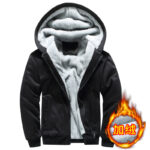 Men's Fleece-Lined Hooded Zip-Up Jacket Plus Size S-2XL