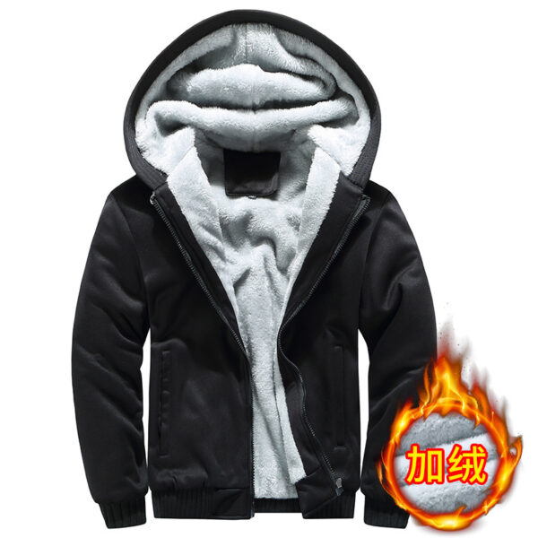 Men's Fleece-Lined Hooded Zip-Up Jacket Plus Size S-2XL