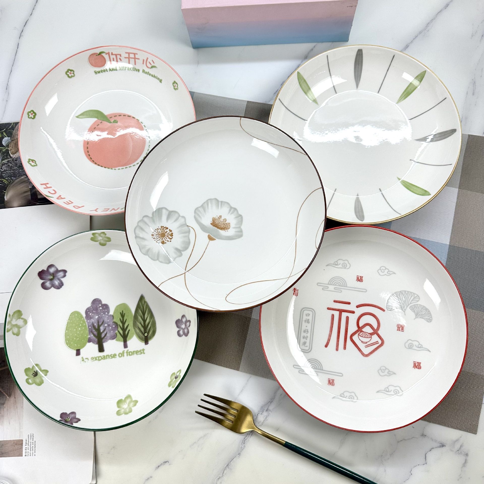 O1CN01MGQlJA1KShgZf3yat_2207814031163-0-cib.jpg 8-Inch Rain Stone Ceramic Plates - Wholesale Box of 50 - Image 1